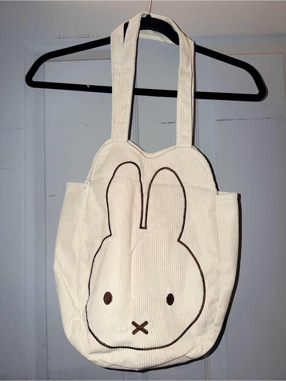 🐰NWOT Cream Bunny Corduroy Tote Bag